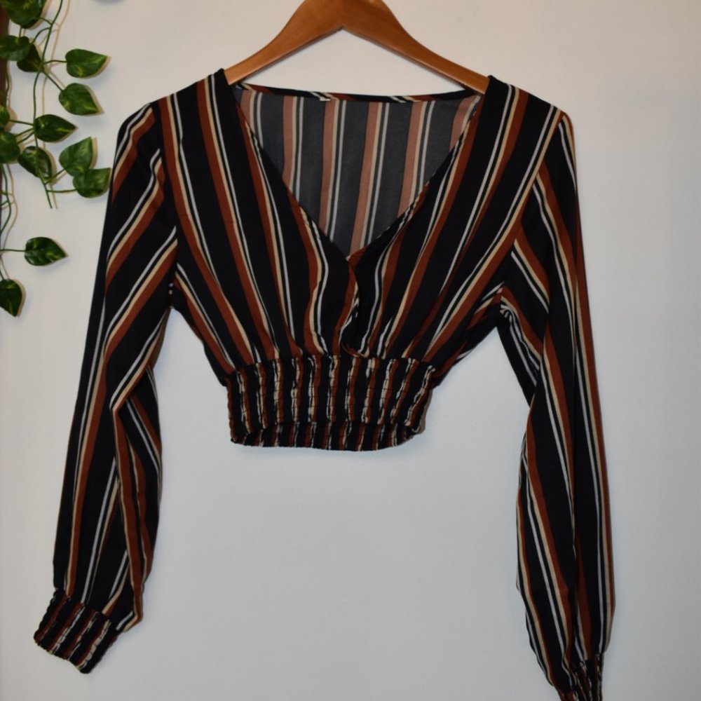SHEIN Striped V-Neck Crop Top